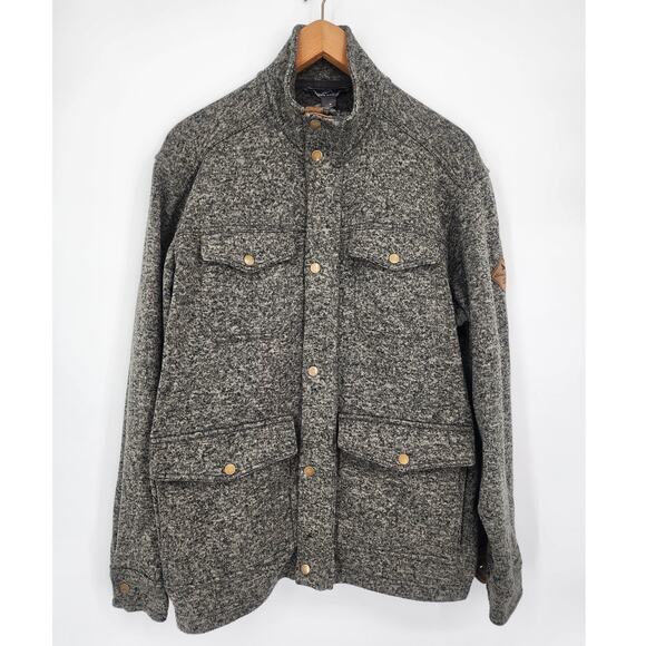 Eddie Bauer Black Gray Heathered Knit Jacket Men’s Size Medium - Picture 2 of 13